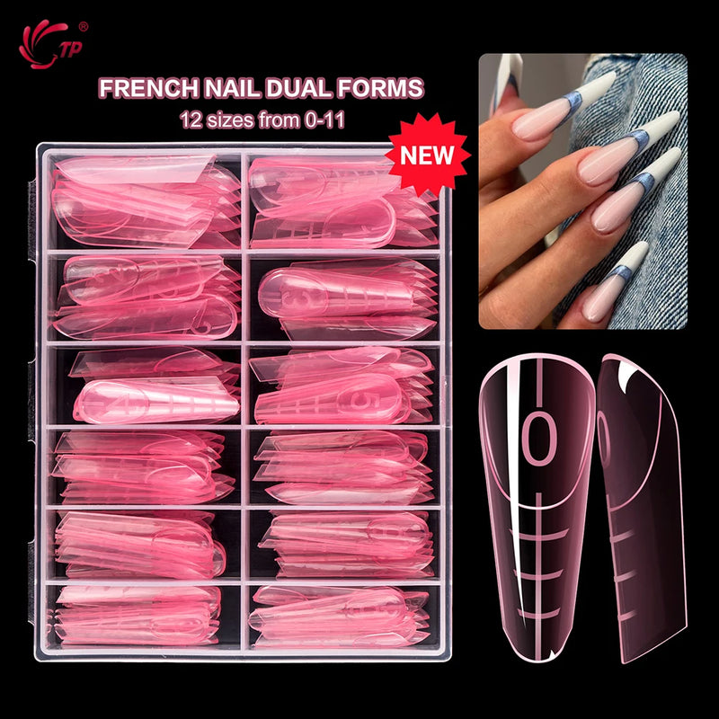 TP New 120pcs Nail Dual Forms with Rim – French Acrylic Quick Building Mould