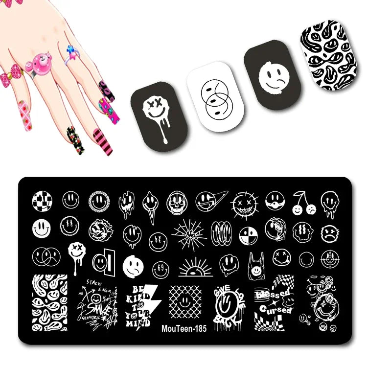 Cartoon Nail Stamping Plate – Stainless Steel Nail Art Template for DIY Manicures (12x6cm)