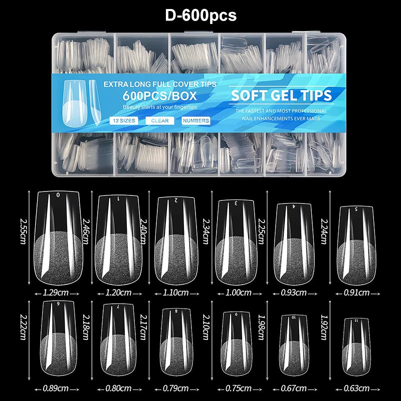 240pcs Luxury Soft Gel False Nail Tips – Semi-Matte Full Cover Artificial Extensions