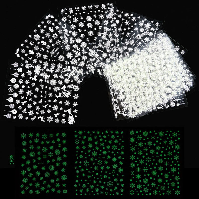 12 Sheets Nail Art Stickers – 3D Self-Adhesive Decals for Holiday Manicures