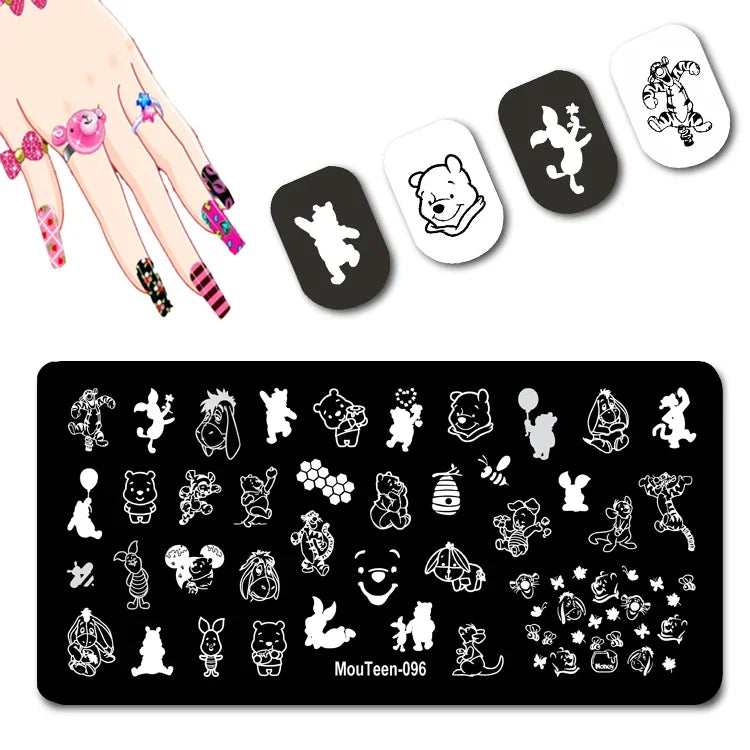 Cartoon Nail Stamping Plate – Stainless Steel Nail Art Template for DIY Manicures (12x6cm)