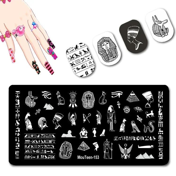 Cartoon Nail Stamping Plate – Stainless Steel Nail Art Template for DIY Manicures (12x6cm)