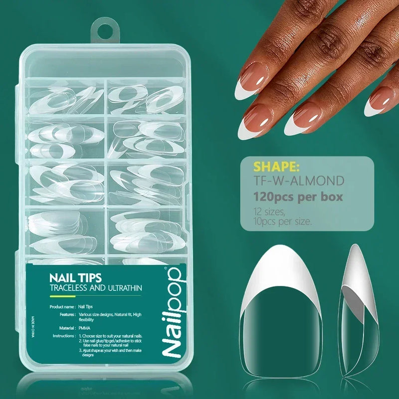 Nailpop 120pcs Soft Gel Nail Tips – Short Almond, Coffin & Square Shapes