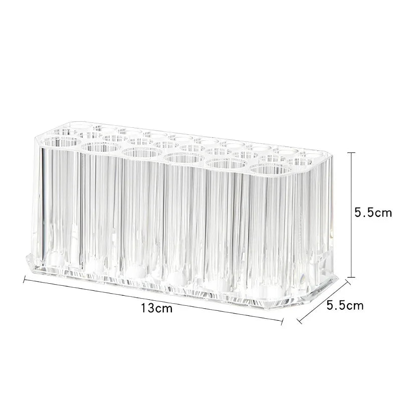 26-Hole Acrylic Nail Brush Organiser – Clear Display Shelf for Nail Art & Makeup Storage