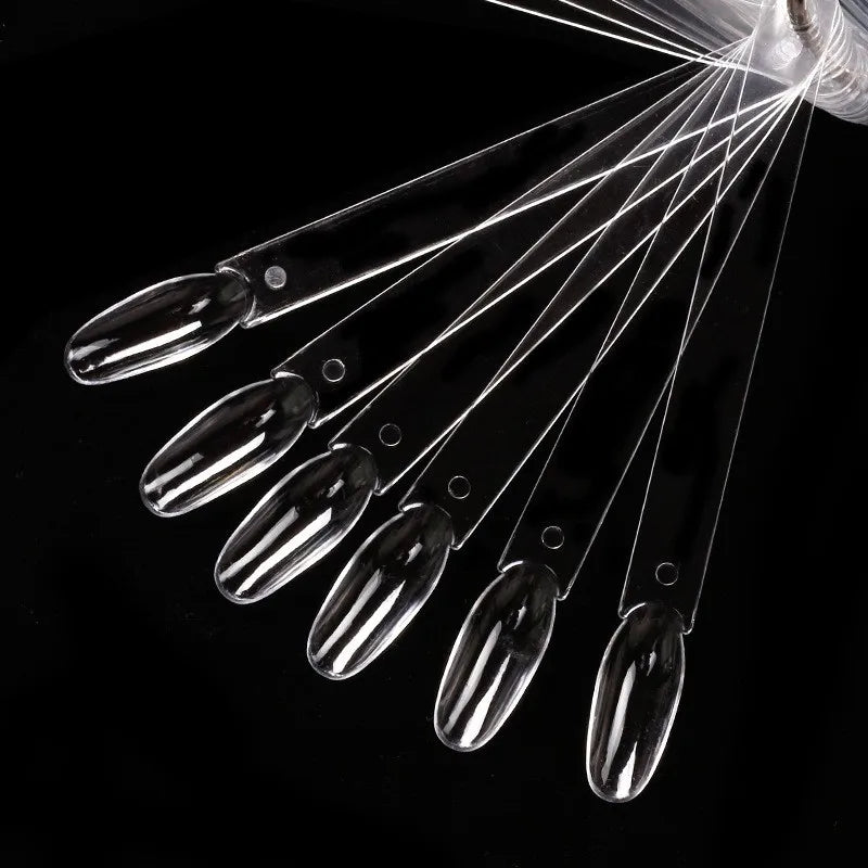 50PCS Clear & Natural Nail Colour Display Tips – Fan-Shaped Practice Palette for Gel Polish