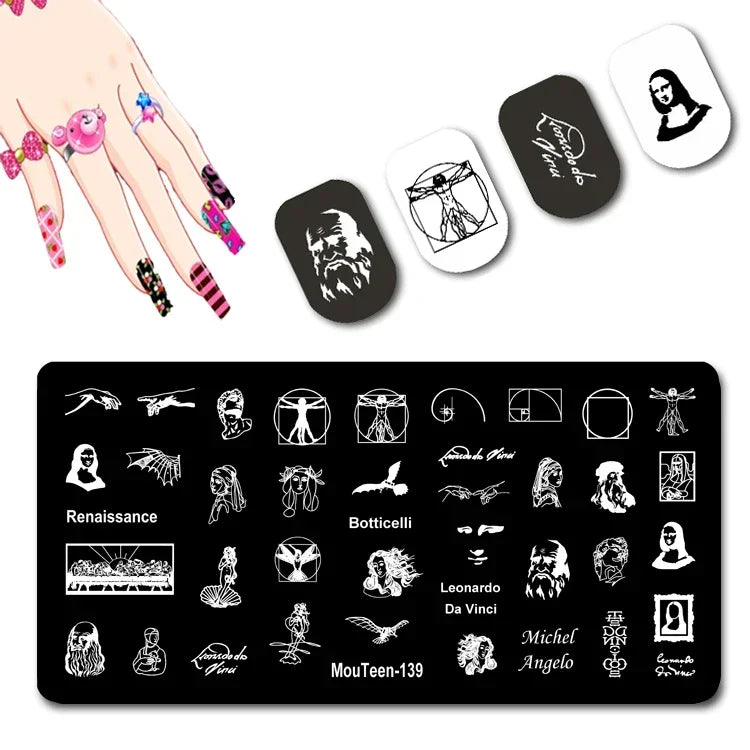 Cartoon Nail Stamping Plate – Stainless Steel Nail Art Template for DIY Manicures (12x6cm)