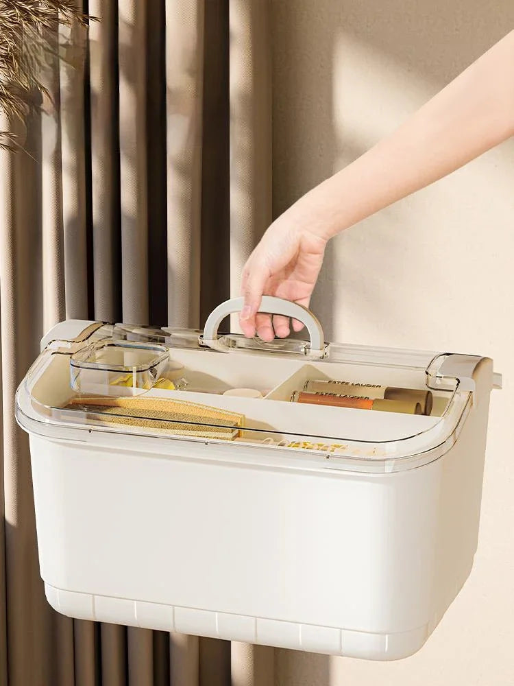 Layered Nail Art Tool Storage Box – Plastic Desktop Organiser for Cotton Pads & Nail Supplies