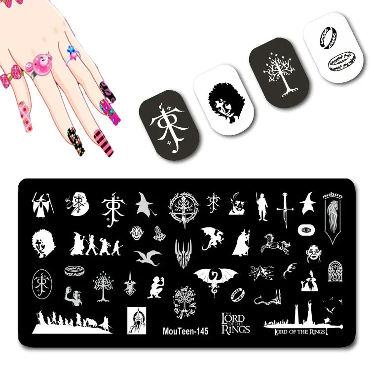 Cartoon Nail Stamping Plate – Stainless Steel Nail Art Template for DIY Manicures (12x6cm)