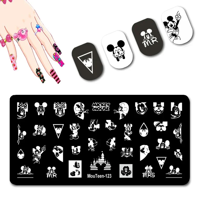 Cartoon Nail Stamping Plate – Stainless Steel Nail Art Template for DIY Manicures (12x6cm)