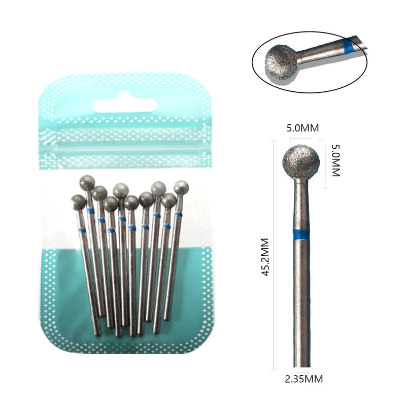 10pcs Diamond Nail Drill Bits Set – 3/32" Electric Manicure & Pedicure Milling Cutter