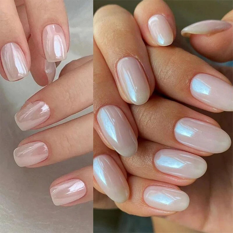 Moonlight Pearl White Chrome Powder – Aurora Mirror Nail Glitter