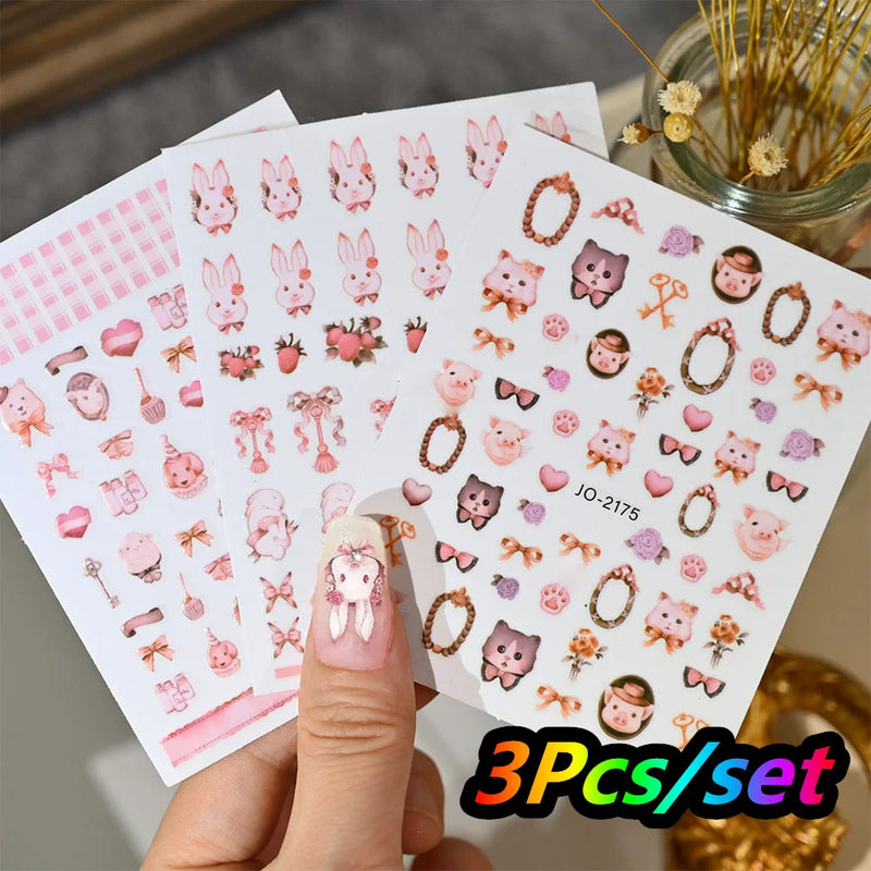 120Pcs Cartoon Children’s False Nail Set – Cute & Colourful Nail Tips with Jelly Glue