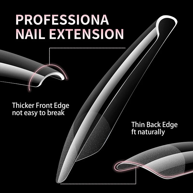 240pcs Luxury Soft Gel False Nail Tips – Semi-Matte Full Cover Artificial Extensions