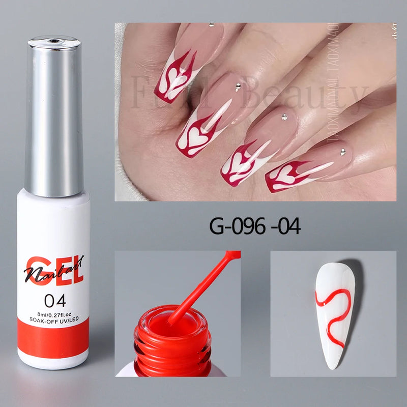 Champagne Gold & Silver Glitter Liner Gel – 5ml Super Bright French Line Nail Art Polish