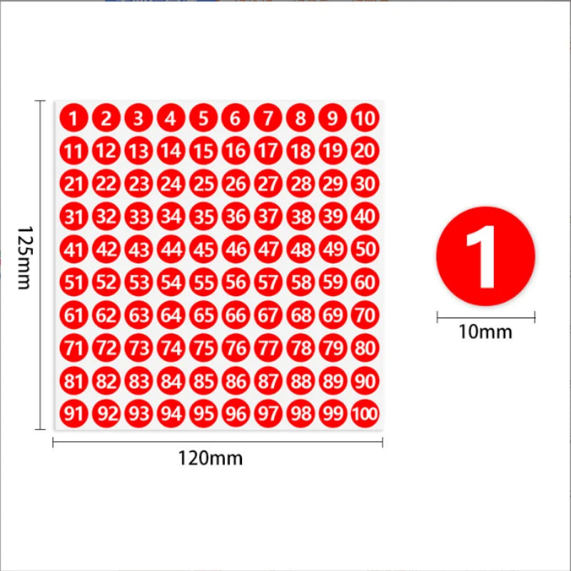 1-500 Number Sticker Labels – Self-Adhesive Round Tags for Nail Polish Color Marking