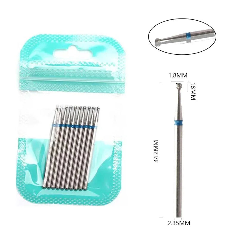 10pcs Diamond Nail Drill Bits Set – 3/32" Electric Manicure & Pedicure Milling Cutter