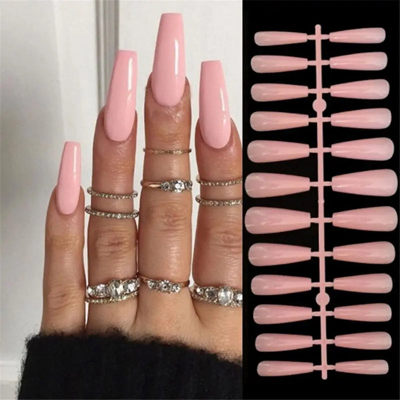 24pcs Short Round Full Cover Detachable Press-On Nails - French Blue & Pearl White with Heart Design