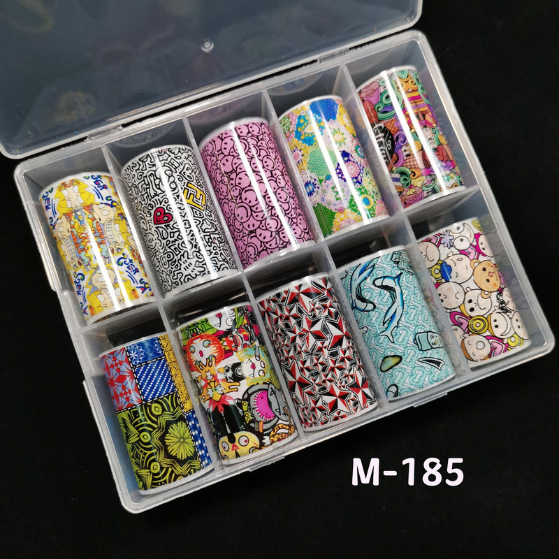 1Box Golden Marbling Stone Nail Foils for Transfer Paper Abstract Stickers Sliders Nails Wraps DIY
