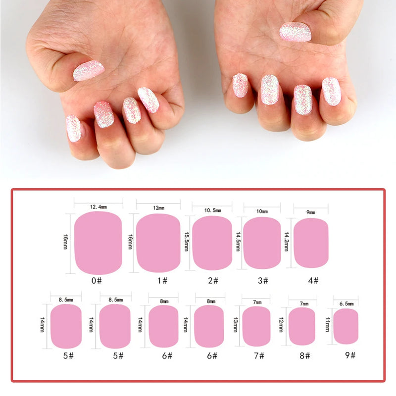 24Pcs Kids Press-On Nails – Glitter Bling Fake Nail Tips, DIY Manicure for Girls Aged 6+