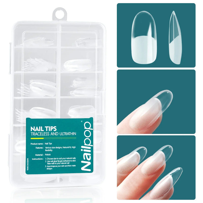 Nailpop 120pcs Gel X Nail Tips – Medium/Short Almond & Square Soft Gel Tips