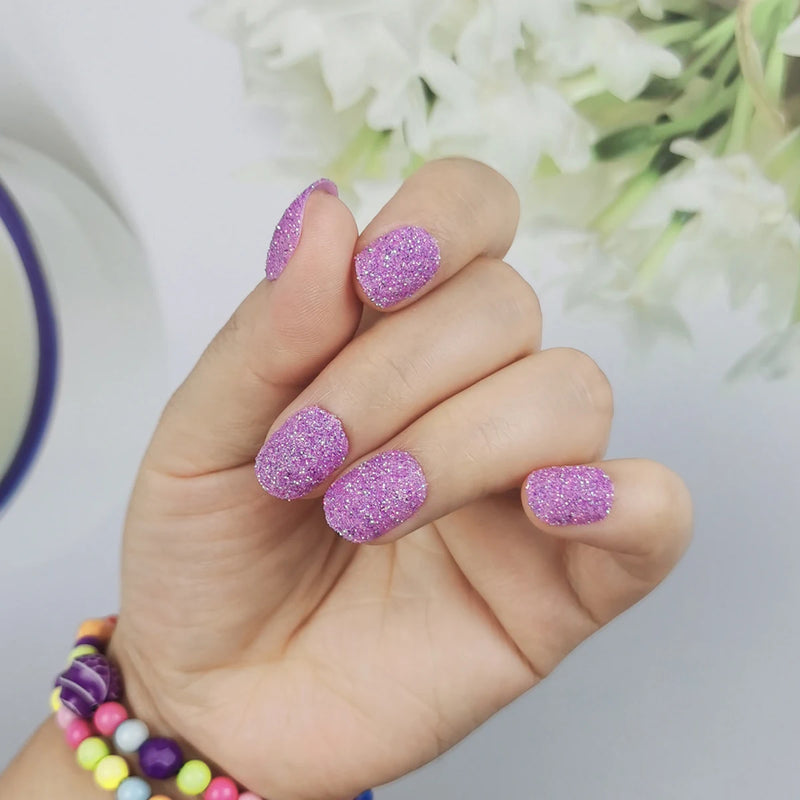 24Pcs Kids Press-On Nails – Glitter Bling Fake Nail Tips, DIY Manicure for Girls Aged 6+