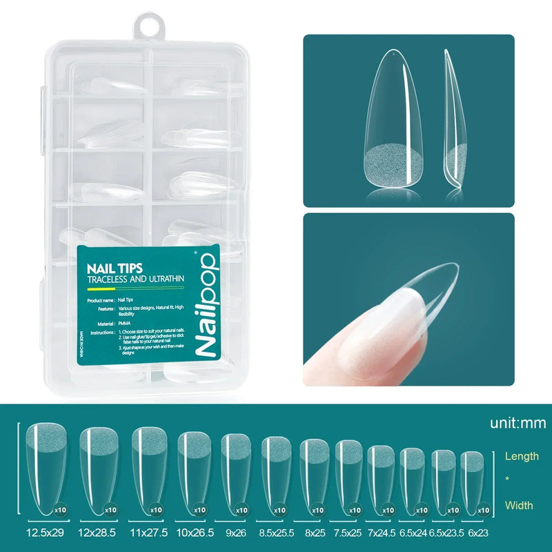 Nailpop 120pcs Soft Gel Nail Tips – Short Almond, Coffin & Square Shapes