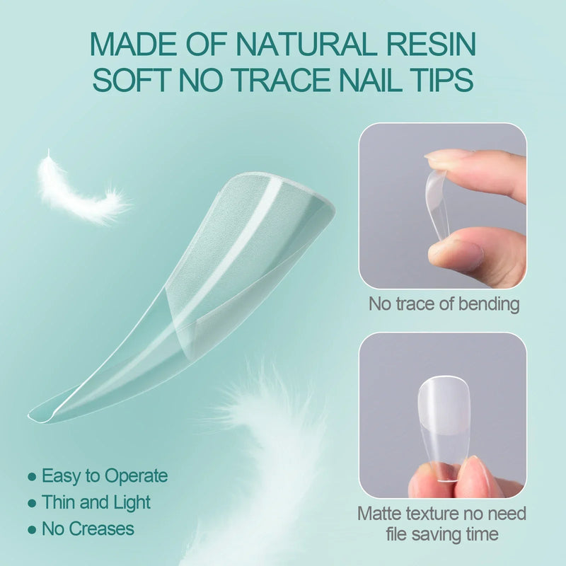 Nailpop 120pcs Gel X Nail Tips – Medium/Short Almond & Square Soft Gel Tips
