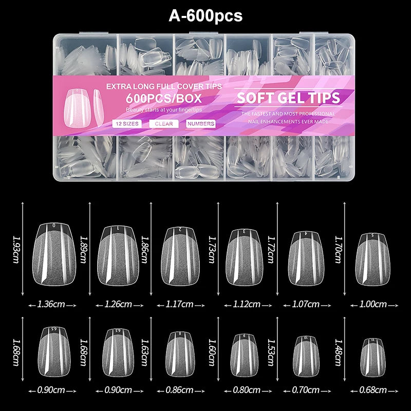 240pcs Luxury Soft Gel False Nail Tips – Semi-Matte Full Cover Artificial Extensions