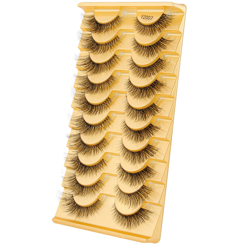 YSDO Half Eyelashes – Natural & Fluffy 3D Cat Eye Lashes (3/10 Pairs)