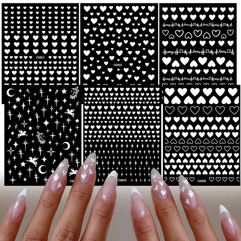 6 Sheets Ribbon Bowknots Nail Stickers - Cute 3D Bow Decals in Gold, Silver & Pink