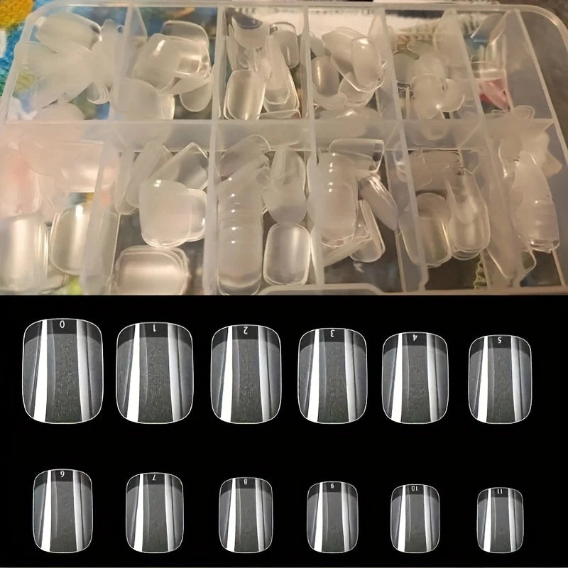 120PCS Soft Gel Short Square False Nails – Half Matte Acrylic Nail Tips for DIY