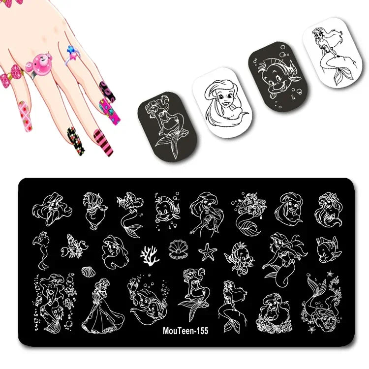 Cartoon Nail Stamping Plate – Stainless Steel Nail Art Template for DIY Manicures (12x6cm)