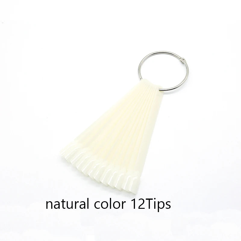 50PCS Oval Fan Nail Swatch Tips – Clear & Natural Nail Display for Gel Polish Practice