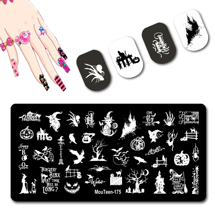 Cartoon Nail Stamping Plate – Stainless Steel Nail Art Template for DIY Manicures (12x6cm)