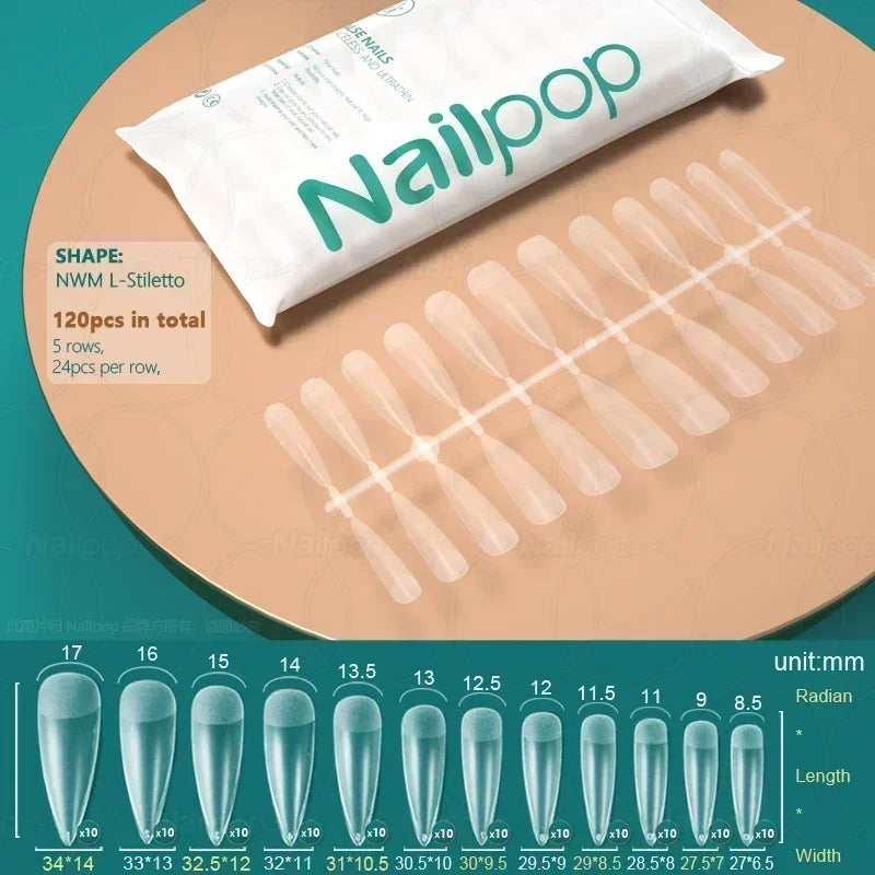 120PCS Coffin Soft Gel Press-On Nail Tips – Clear & Matte Full Cover for Extensions