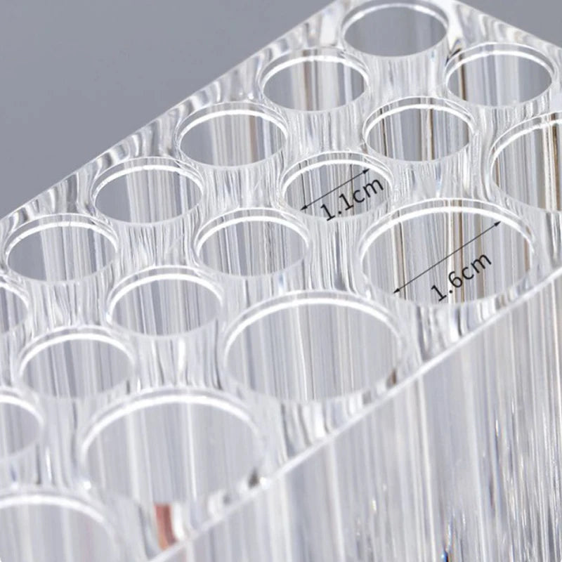 26-Hole Acrylic Nail Brush Organiser – Clear Display Shelf for Nail Art & Makeup Storage