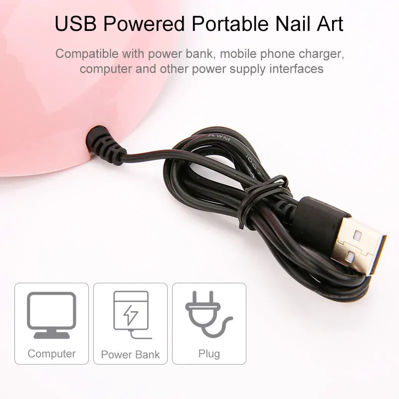 Nail Dryer Machine Portable USB Cable Home Use Nail Lamp For Drying Curing Nails Varnish 18pcs Beads