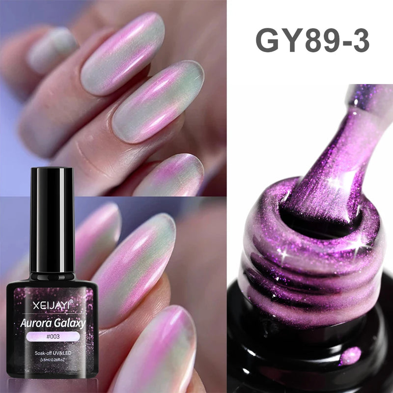 15ml Cat Eye Gel Nail Polish - Glitter Aurora Mermaid Sparkly Soak Off UV Gel Varnish