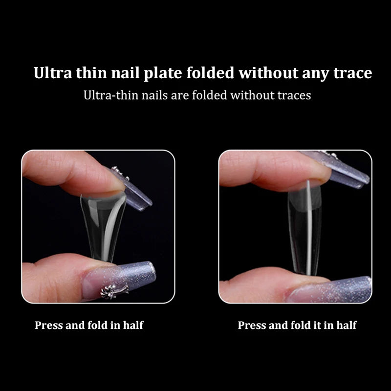 550pcs Soft Gel Nail Tips Set – Full Cover Matte Press-On Tips in Almond & Coffin Shapes
