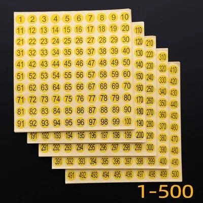 1-500 Number Sticker Labels – Self-Adhesive Round Tags for Nail Polish Color Marking