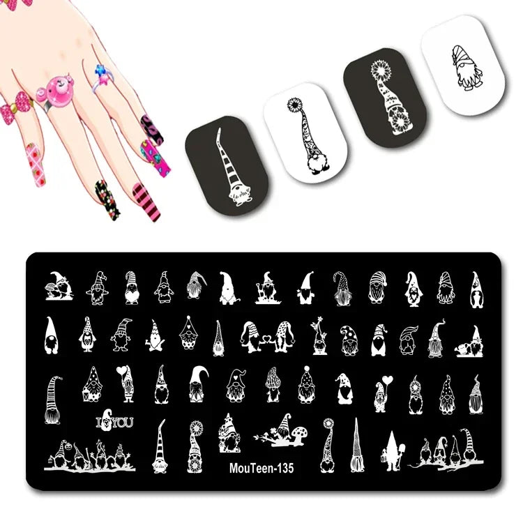 Cartoon Nail Stamping Plate – Stainless Steel Nail Art Template for DIY Manicures (12x6cm)