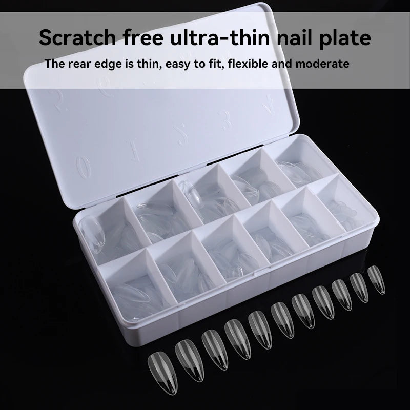 550pcs Soft Gel Nail Tips Set – Full Cover Matte Press-On Tips in Almond & Coffin Shapes