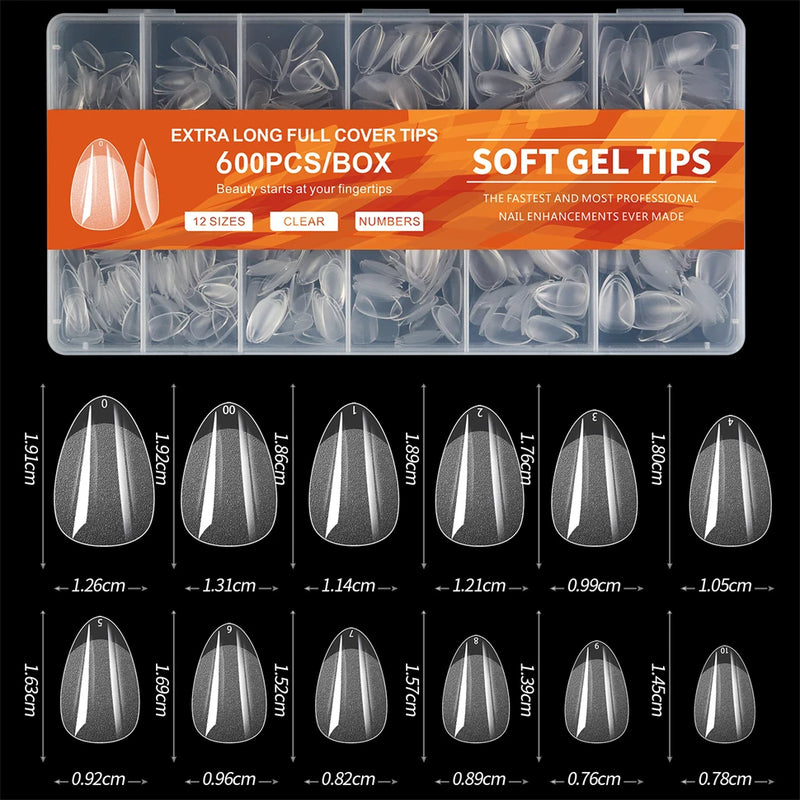 Wegotta 600PCS Extra Short Soft Gel Nail Tips – Almond, Square & Coffin