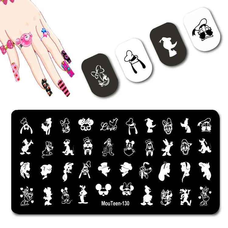 Cartoon Nail Stamping Plate – Stainless Steel Nail Art Template for DIY Manicures (12x6cm)