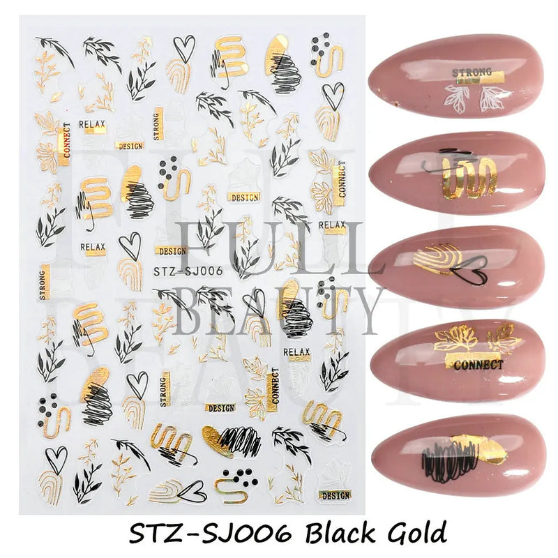 3D Nail Stickers – Self-Adhesive Nail Decals for DIY Manicure & Nail Art Decoration