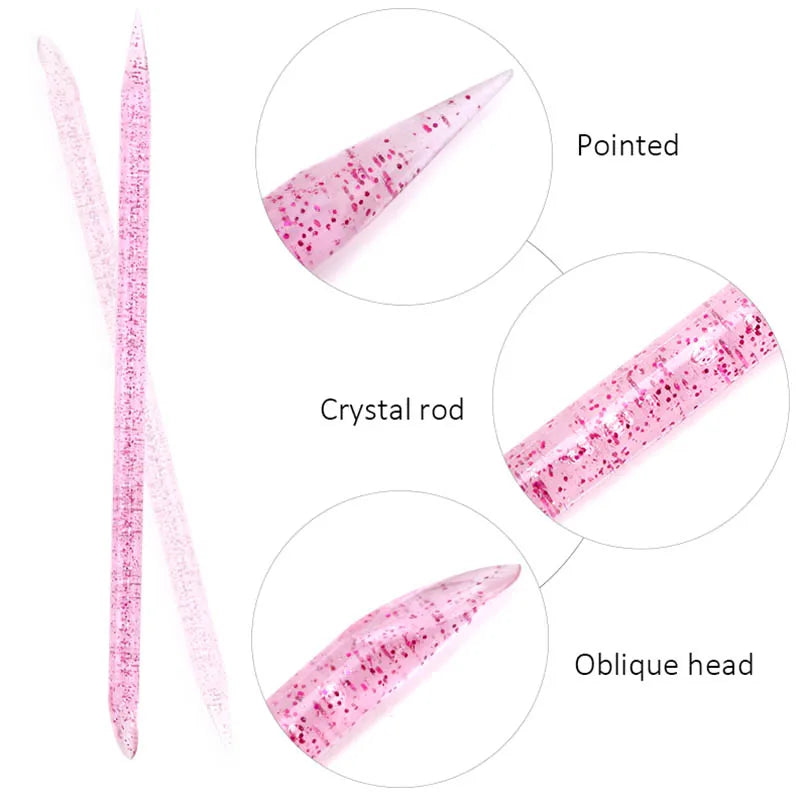 50/100Pcs Reusable Crystal Stick Double End Nail Art Cuticle Pusher Cuticle Remover Tool