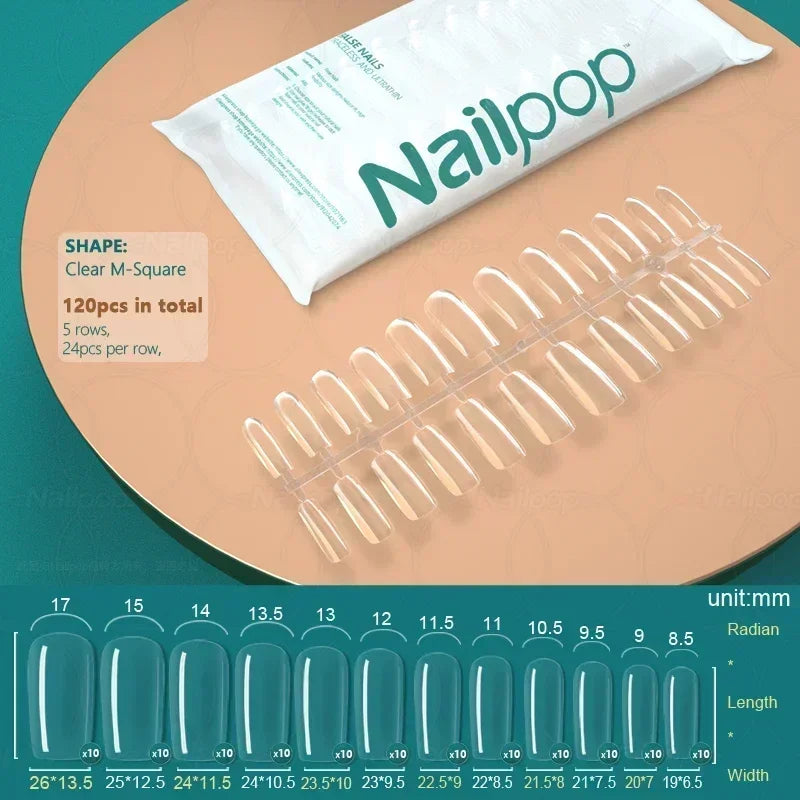120PCS Coffin Soft Gel Press-On Nail Tips – Clear & Matte Full Cover for Extensions