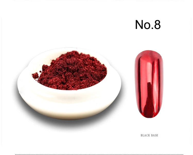 1pc 19 Colours Mirror Nail Glitter Powder – 0.5g Chrome Dust for Metallic, Holographic, and Chunky Nail Art