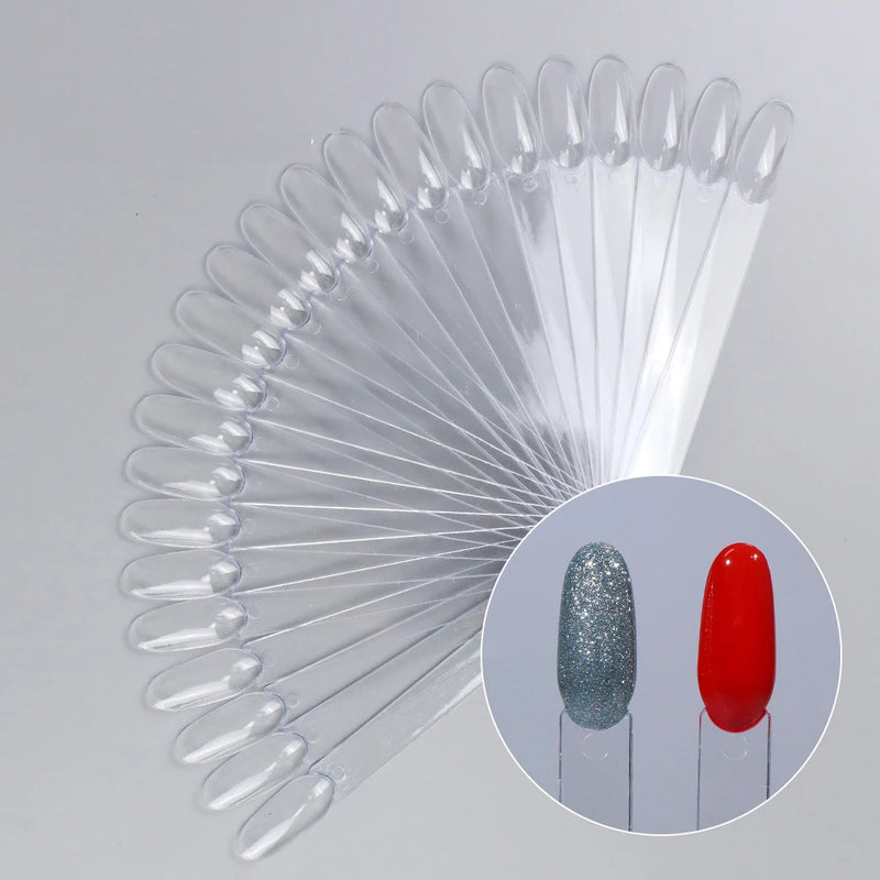 50PCS Clear & Natural Nail Colour Display Tips – Fan-Shaped Practice Palette for Gel Polish