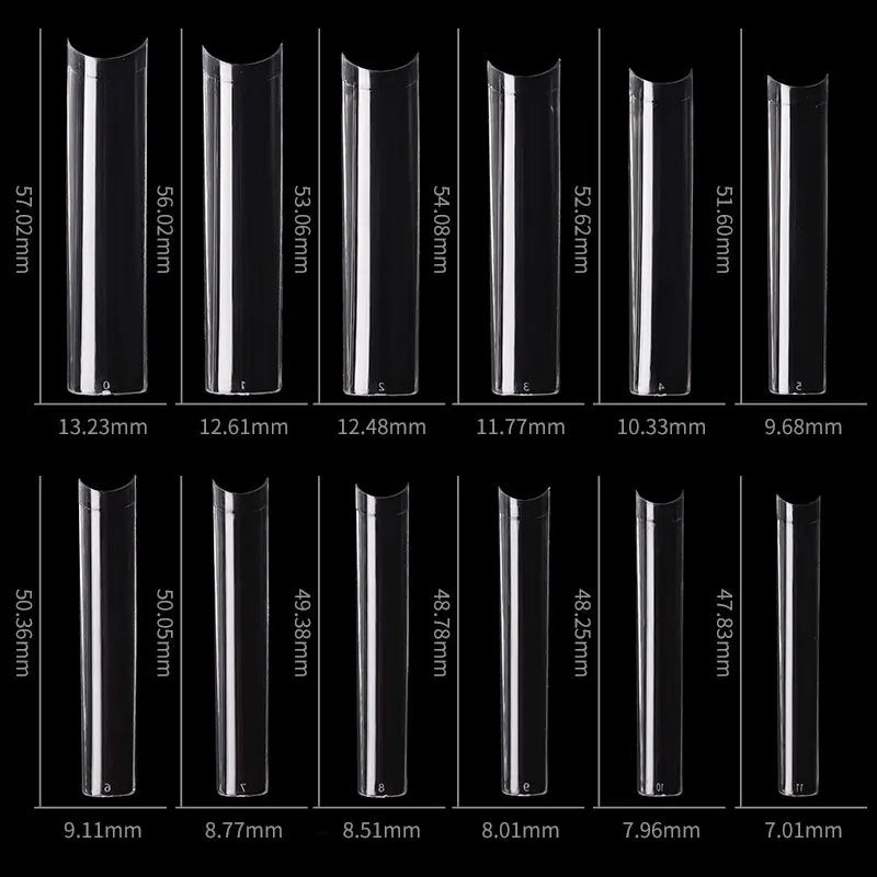120PCS 3XL Extra Long Square Straight Nail Tips – Full Cover Clear Acrylic Press-On Nails
